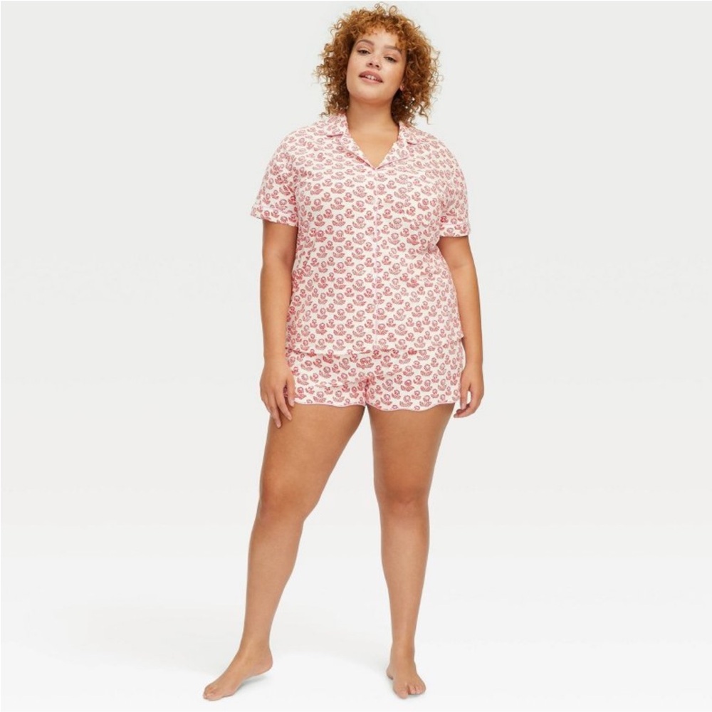 XS - roller rabbit x target women’s floral short sleeve pajama red/pink - Picture 8 of 8